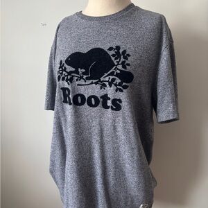 Roots Heather Gray Tee with Black Beaver Design
